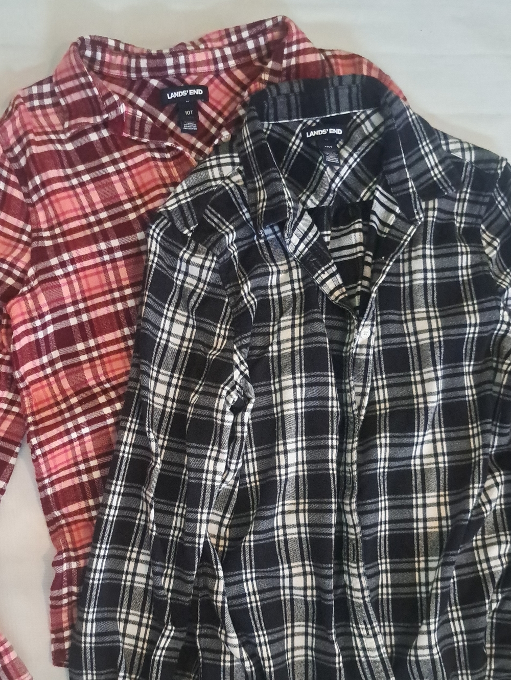 2 - 10T Plaid Button-Down Shirt Duo Black & Red Plaid